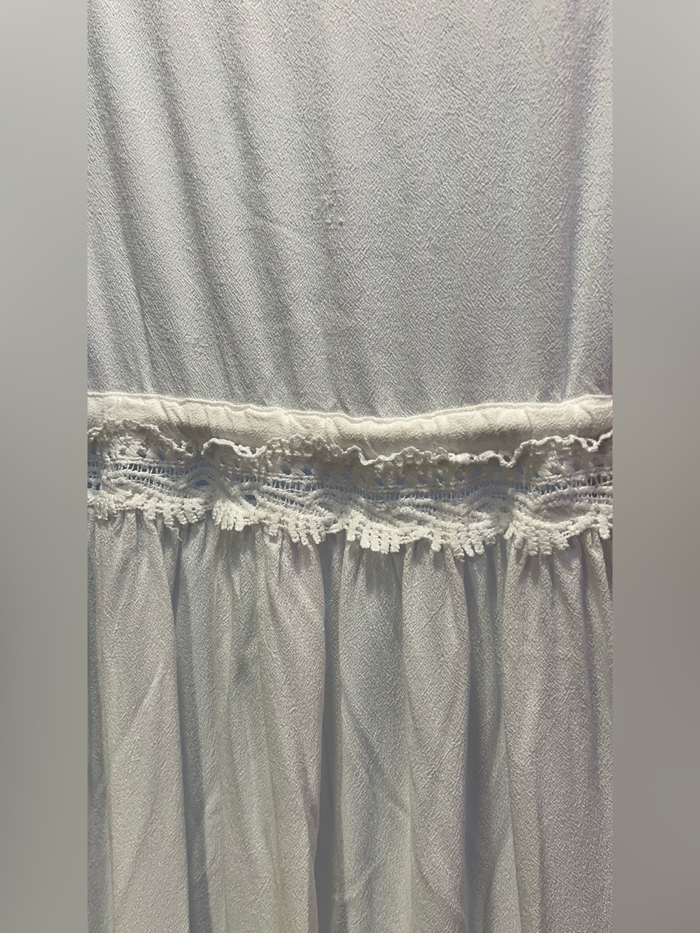 White Lace-Trim Maxi Dress with Tie Waist - Picture 9 of 10